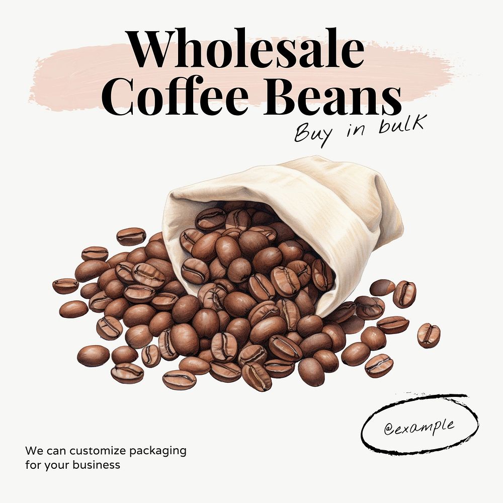 Wholesale coffee bag Instagram post template, editable text