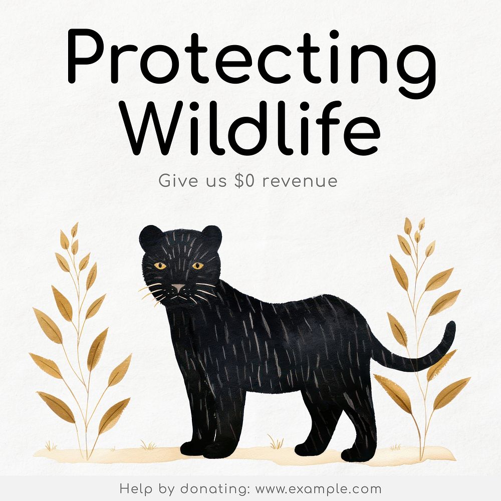 Wildlife charity Instagram post template, editable text