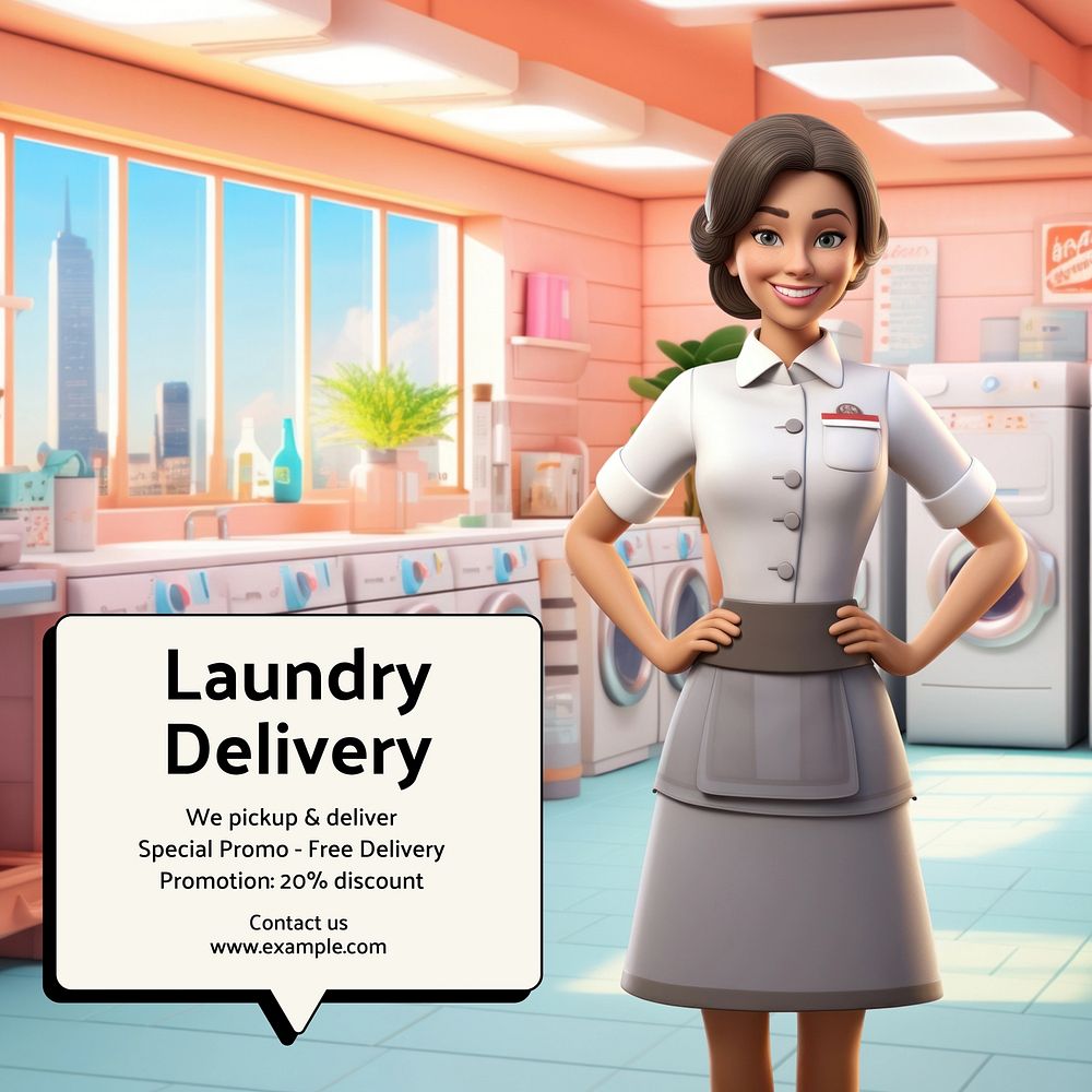 Laundry delivery Instagram post template
