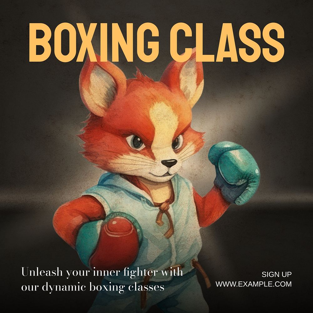 Boxing class Instagram post template, editable text