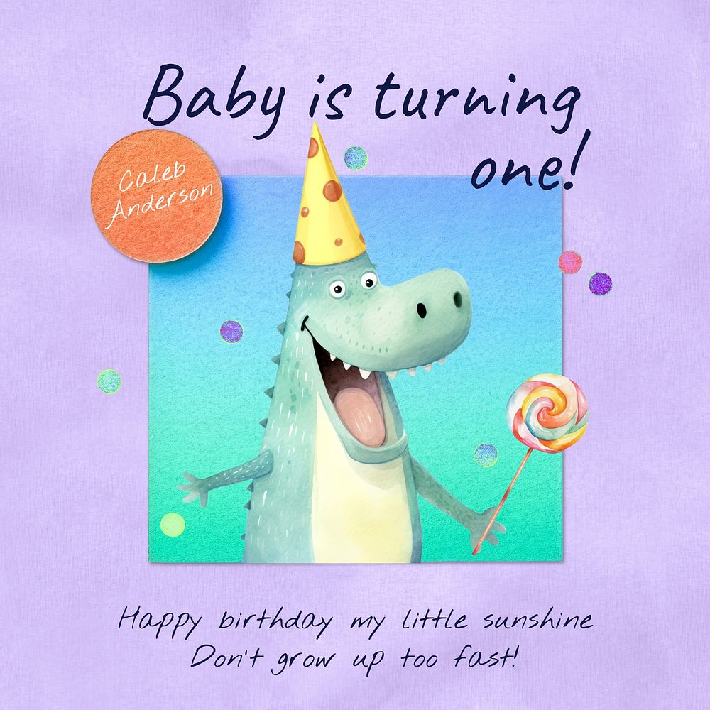 Baby birthday Instagram post template, editable text