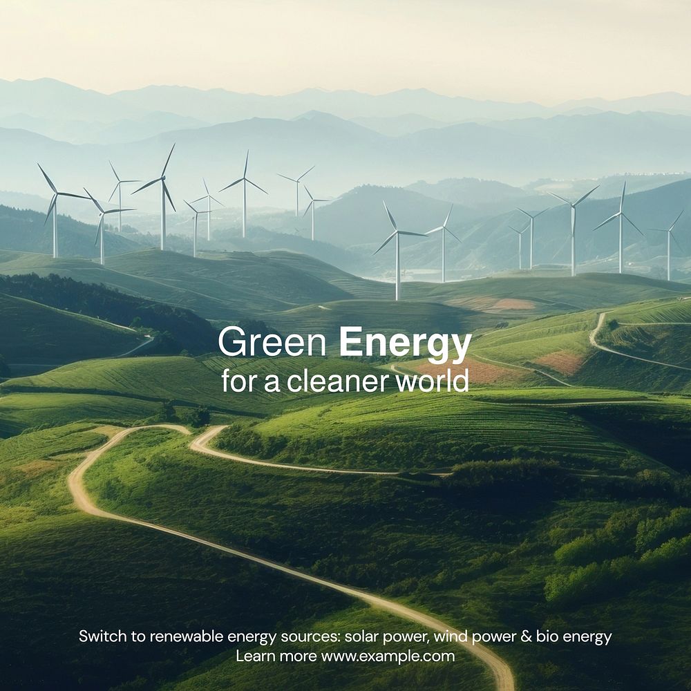 Green energy Instagram post template