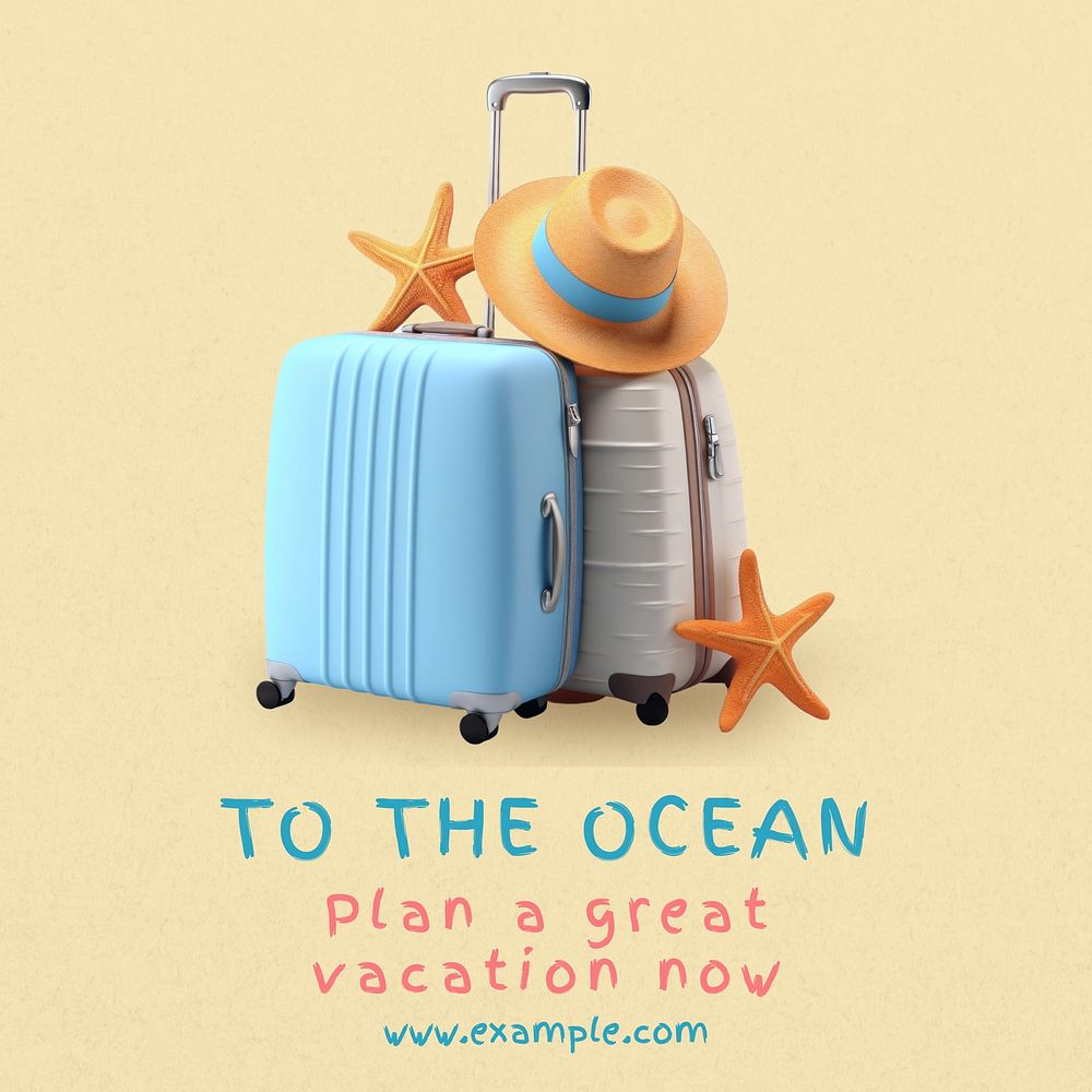 Ocean vacation Facebook post template