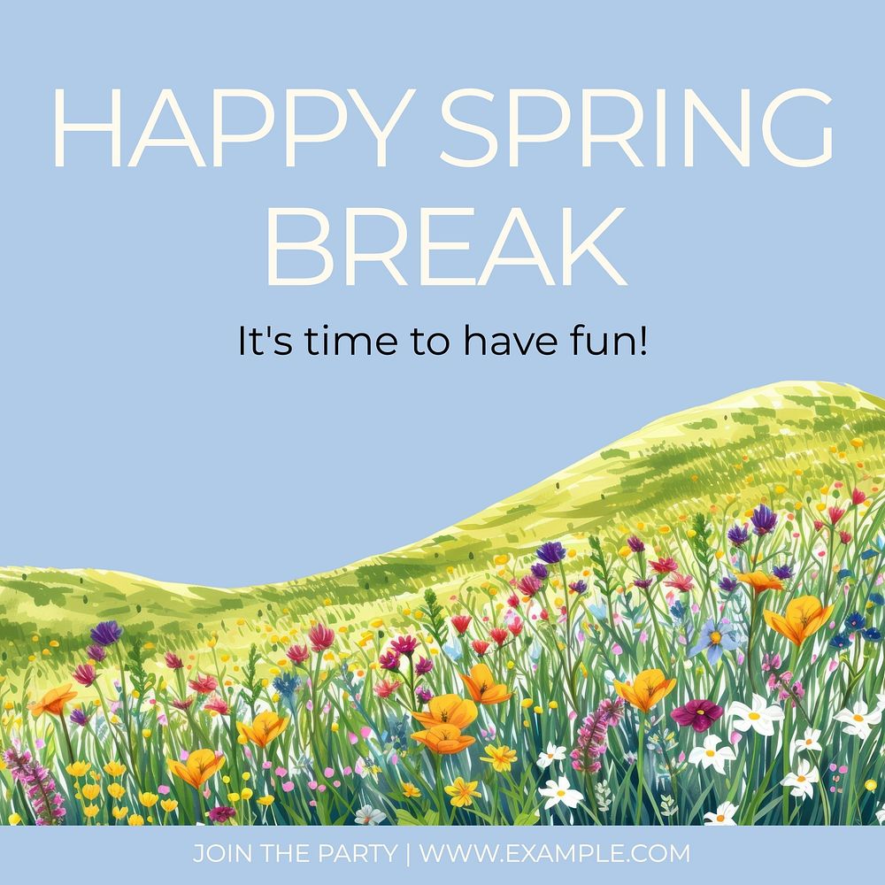 Happy spring break Instagram post template