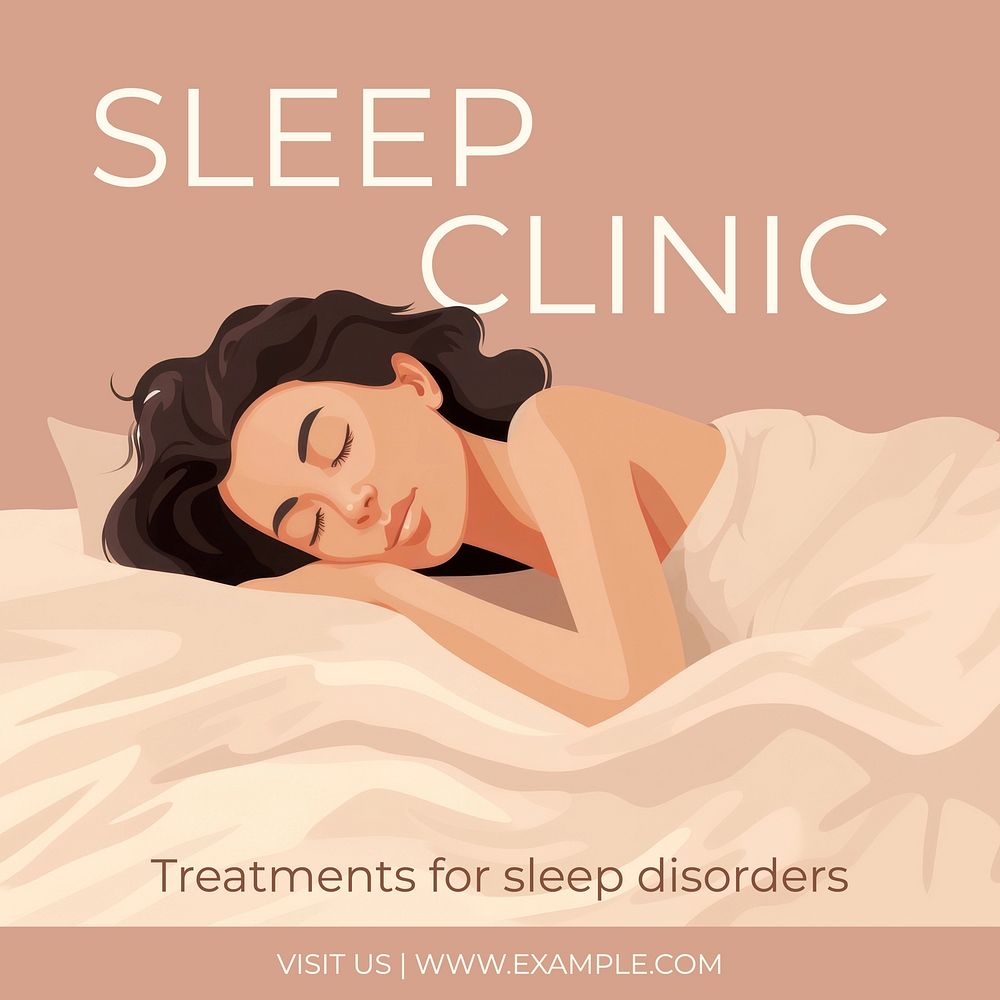 Sleep clinic Instagram post template, editable text