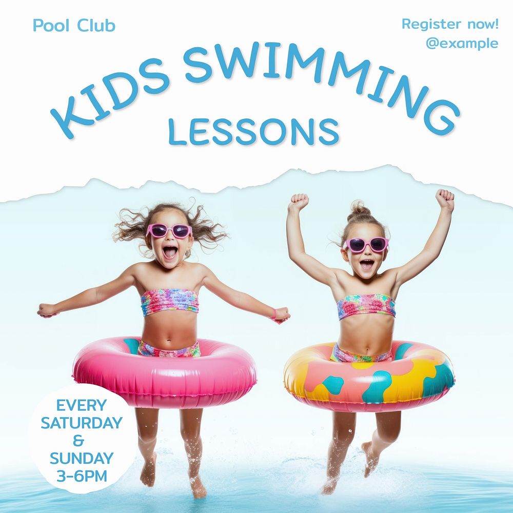 Kids swimming lessons Instagram post template