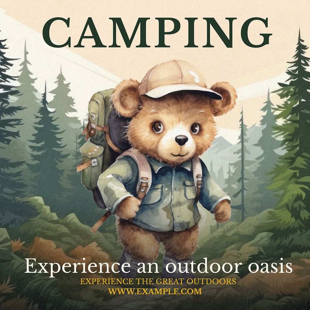 Camping Instagram post template, editable text