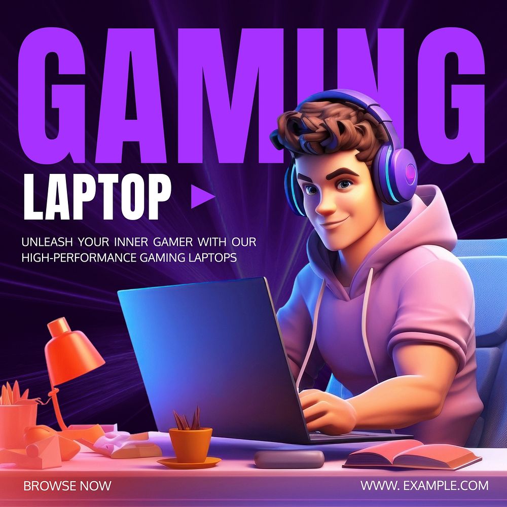 Gaming laptop Facebook post template