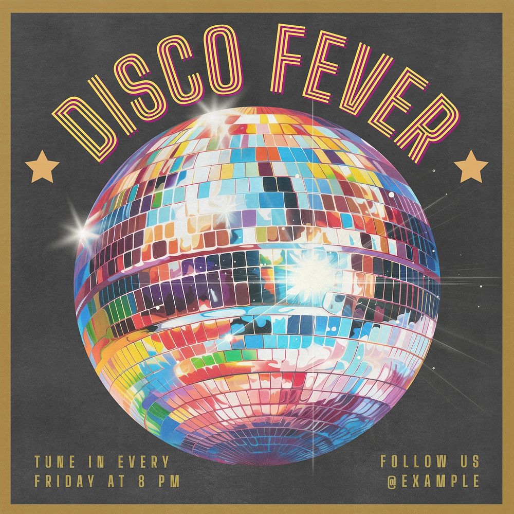 Disco fever podcast Instagram post template