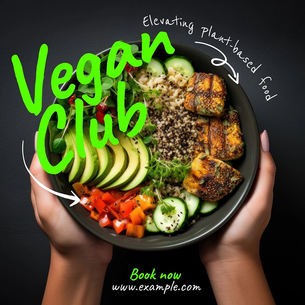 Vegan club Instagram post template  