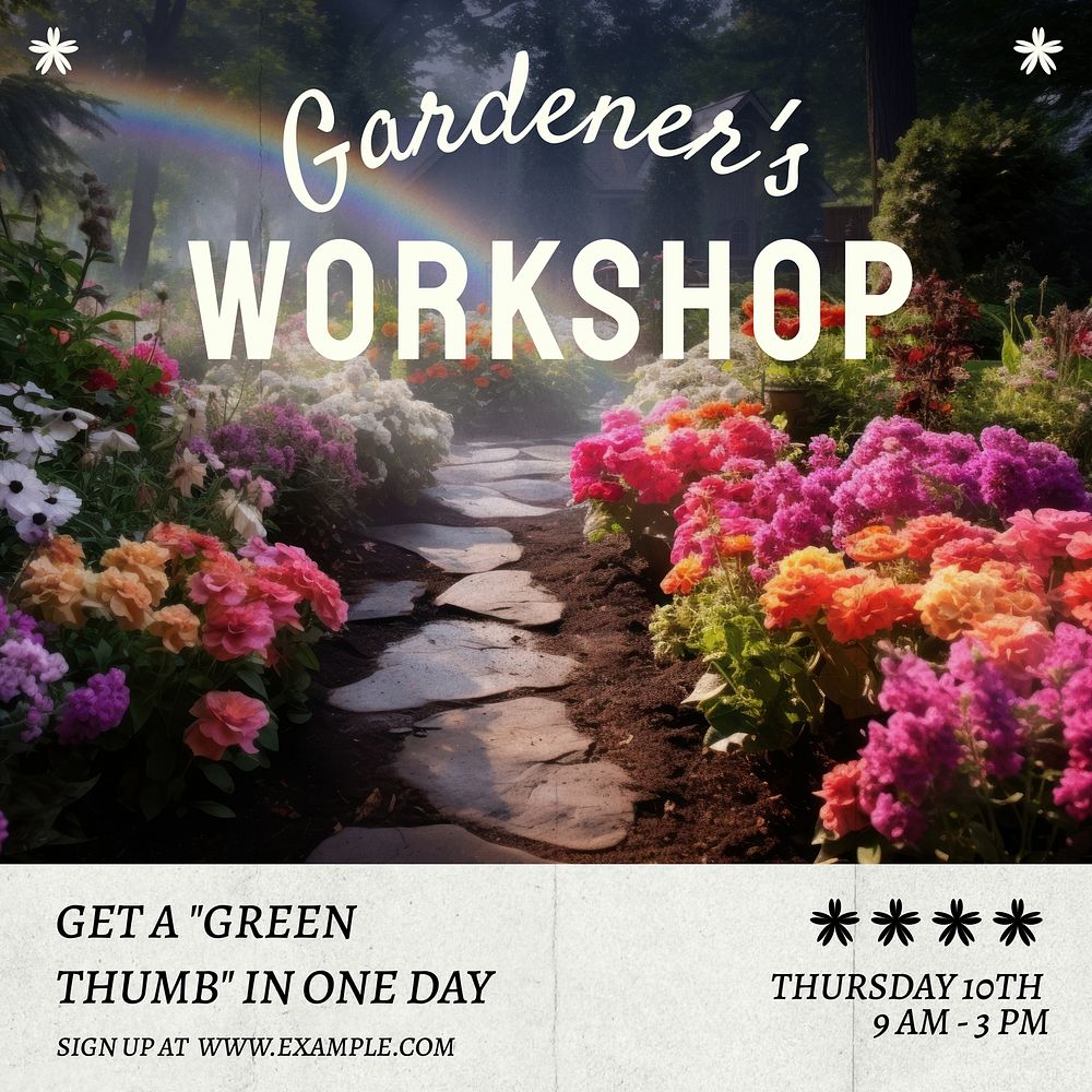 Gardener's workshop Instagram post template, editable text