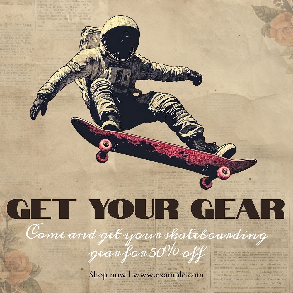 Skateboarding gear Instagram post template