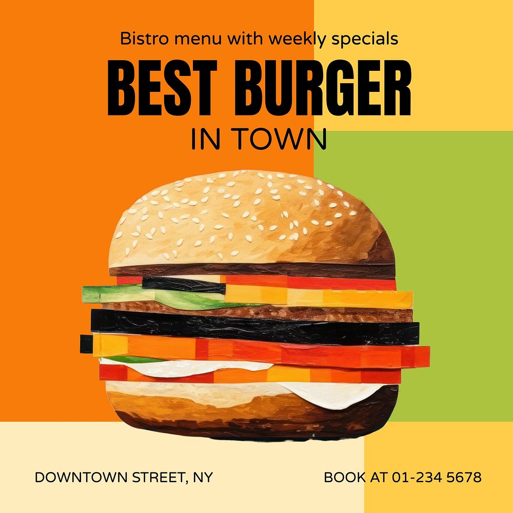 Burger shop Instagram post template  
