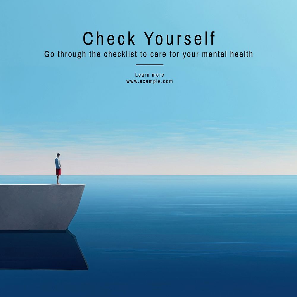 Mental health checklist Instagram post template  