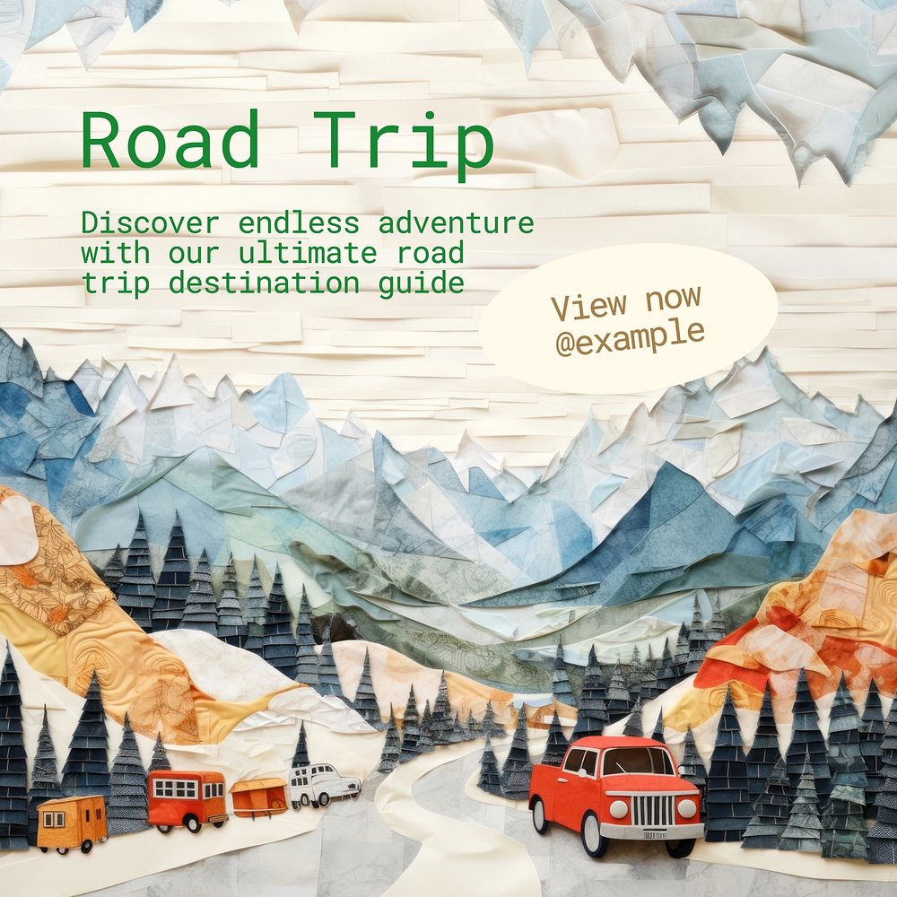 Road trip Instagram post template, editable text