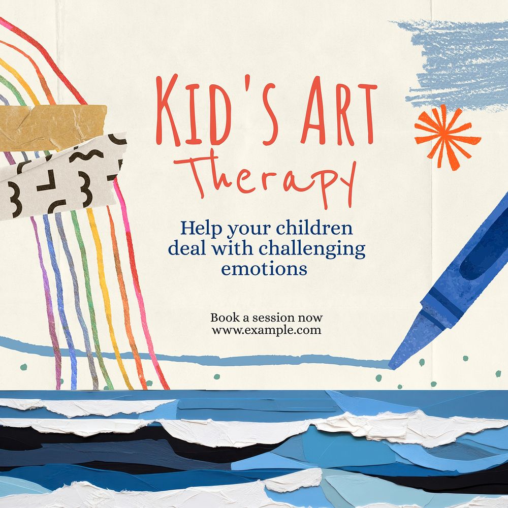 Kid's art therapy Instagram post template  