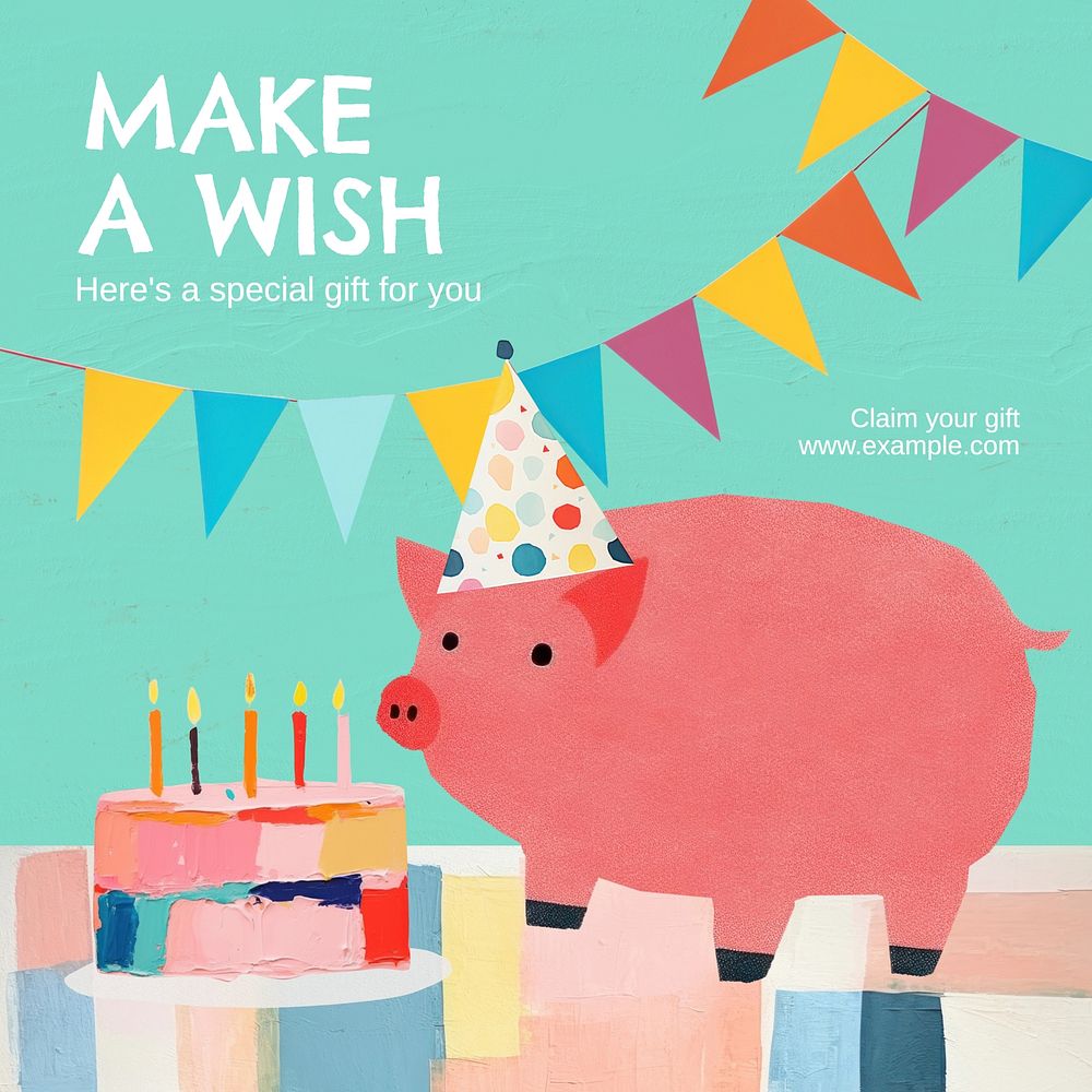 Make a wish Instagram post template, editable text