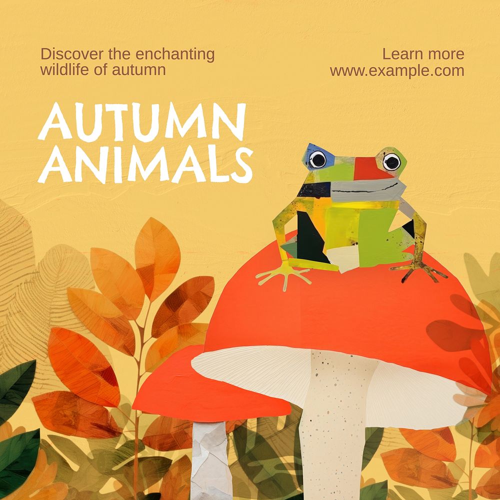 Autumn animals Instagram post template  