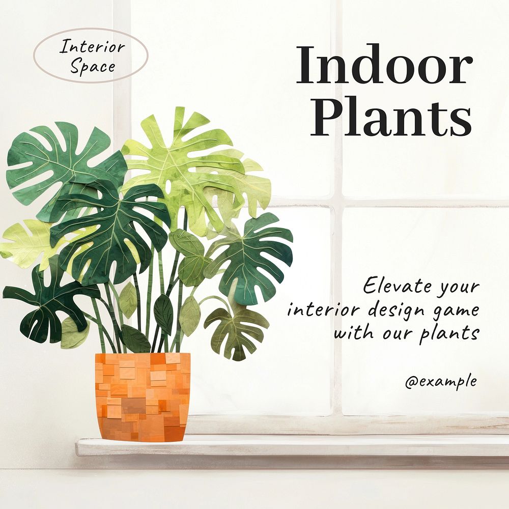 Plants Instagram post template, editable text