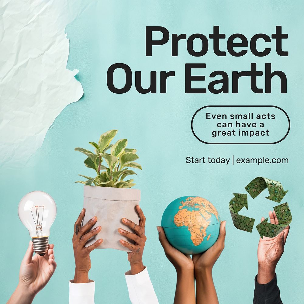 Protect our Earth Instagram post template, editable text