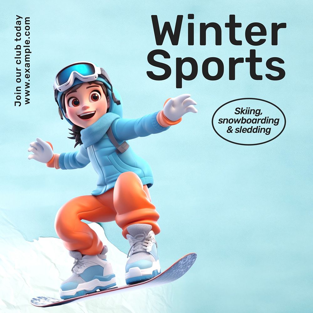 Winter sports Instagram post template, editable text