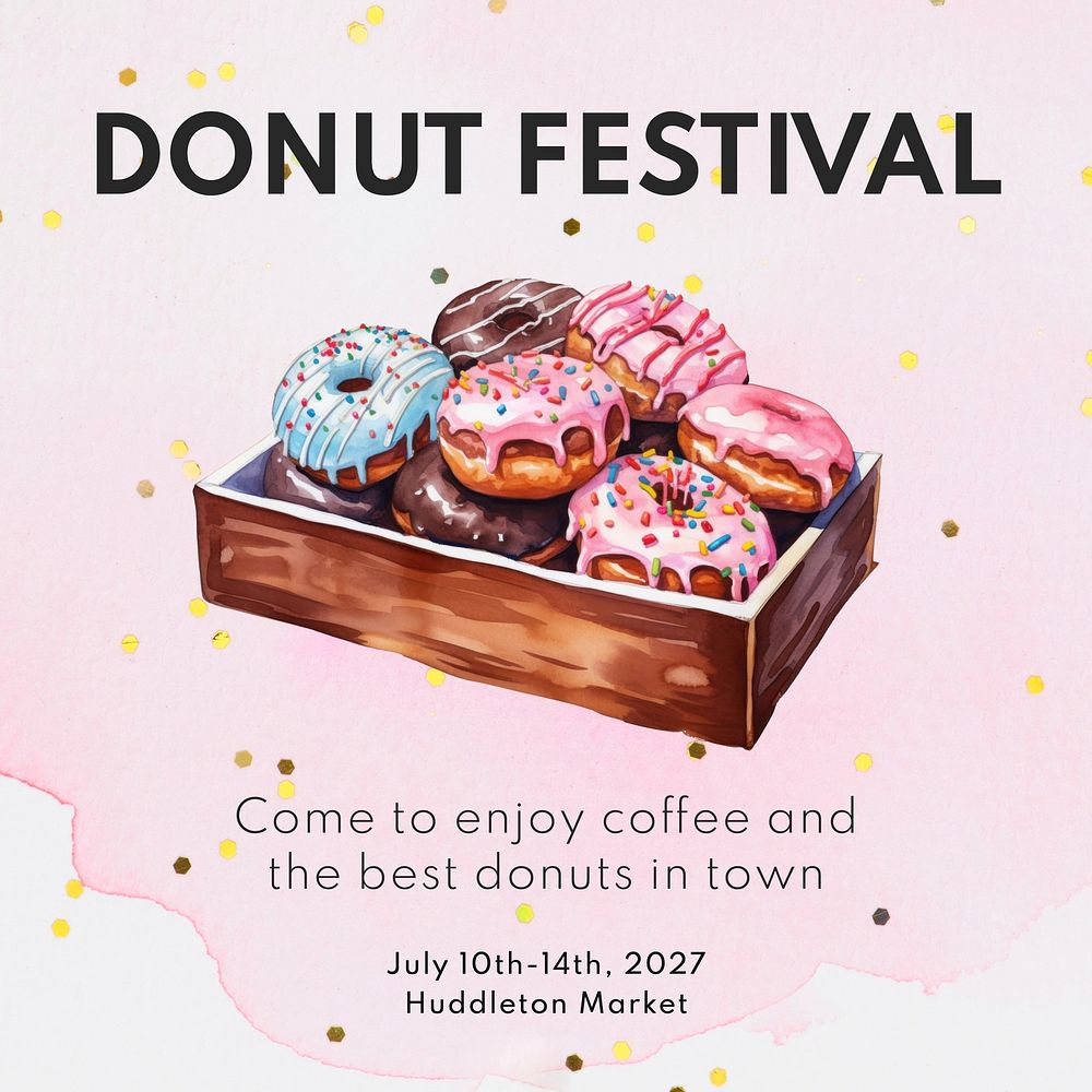 Donut recipe Instagram post template, editable text