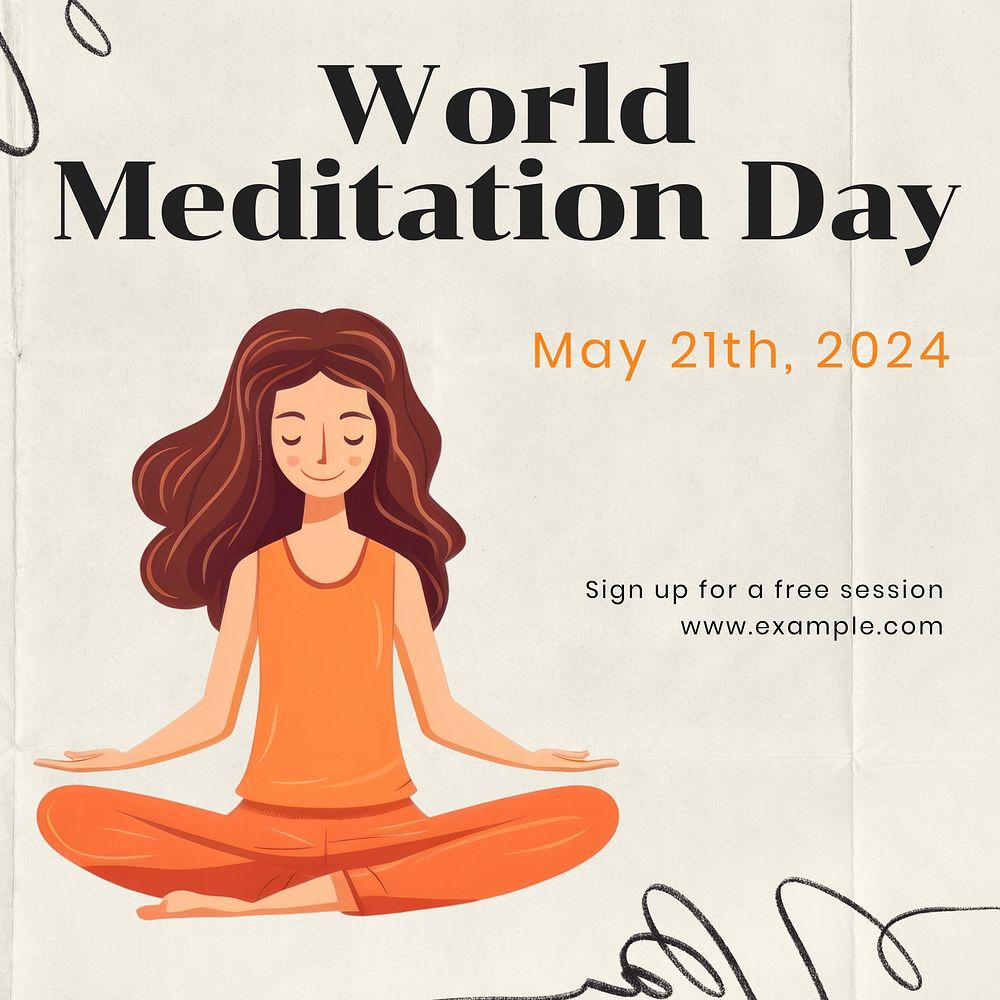 World meditation day Instagram post template