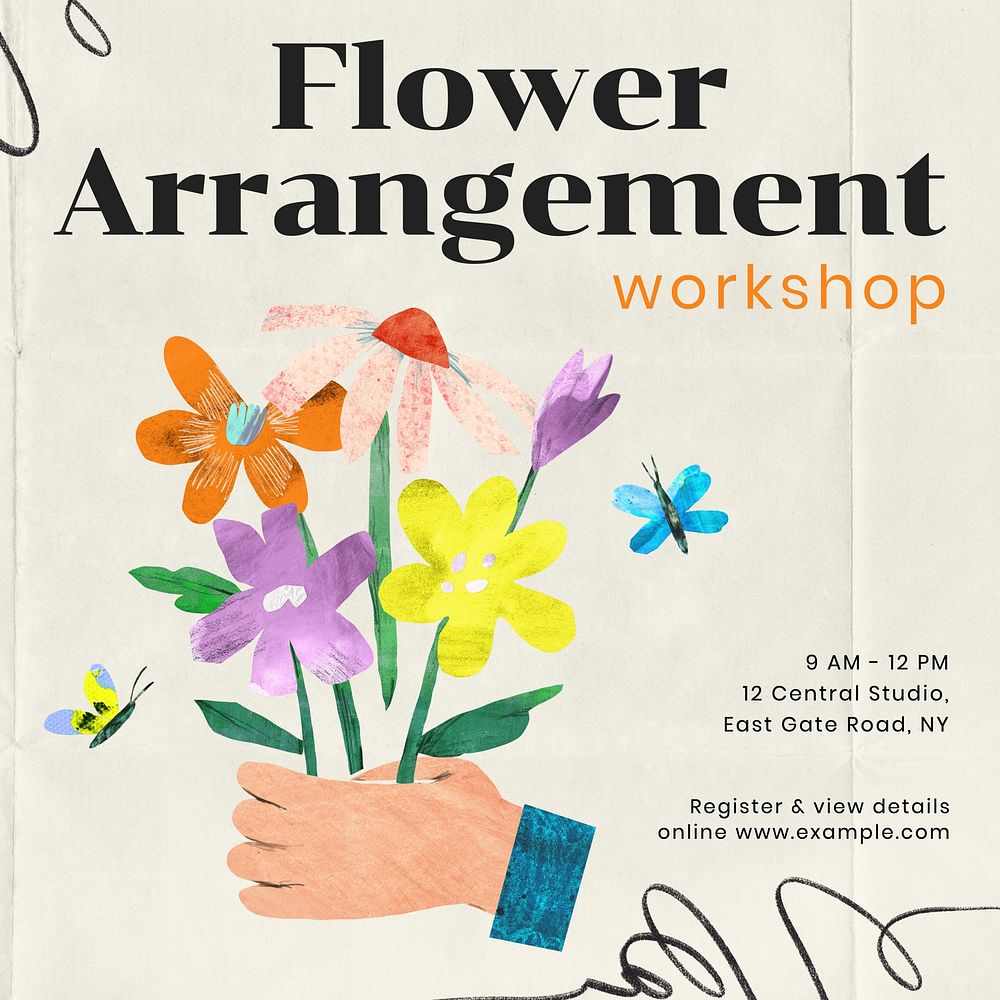 Flower arrangement Instagram post template