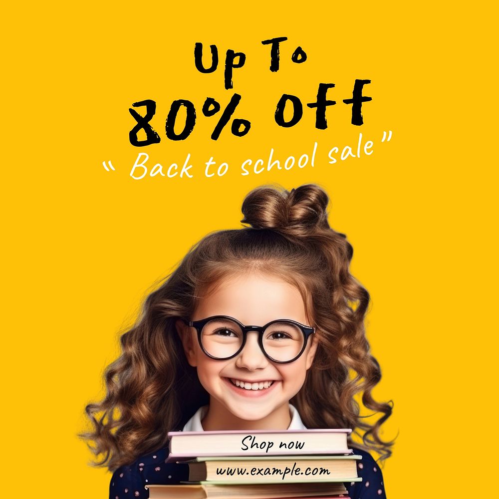 Back to school sale Instagram post template, editable text