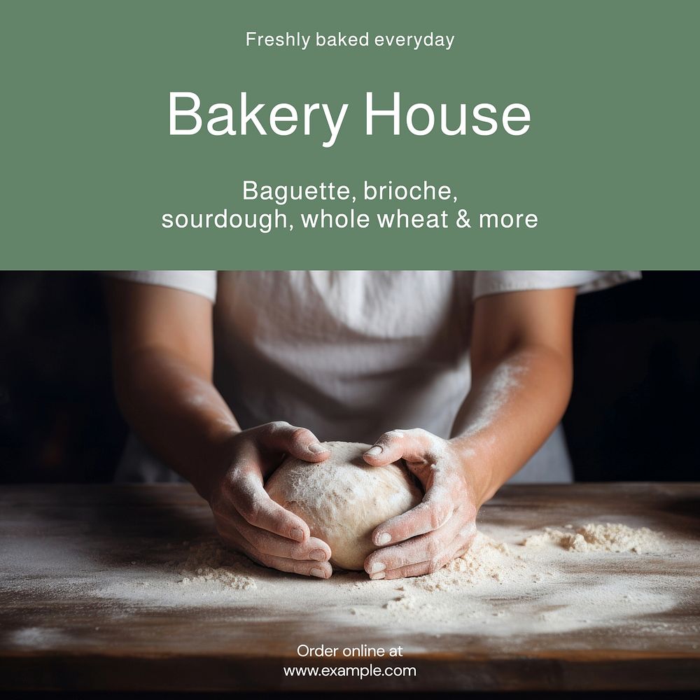 Bakery shop Instagram post template, editable text