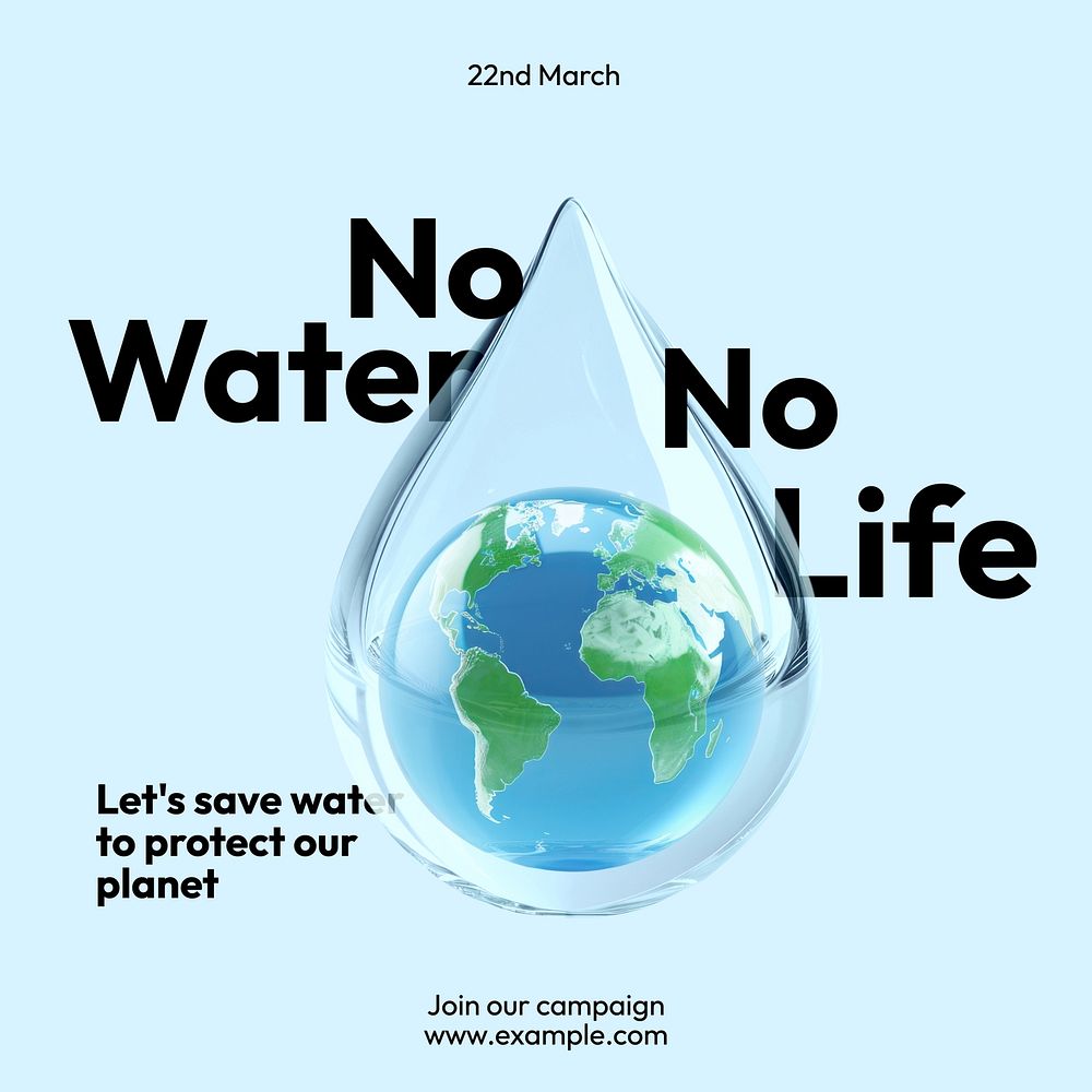 World water day Instagram post template