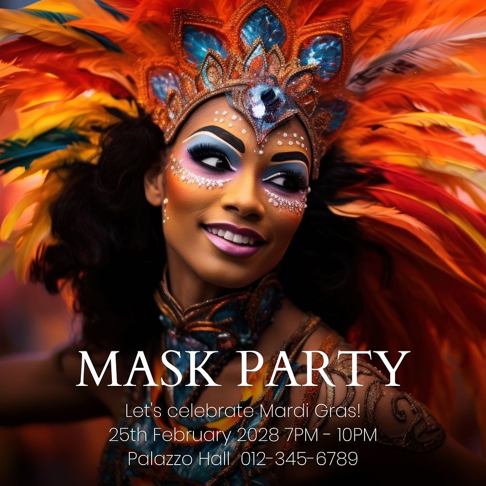Mask party Instagram post template
