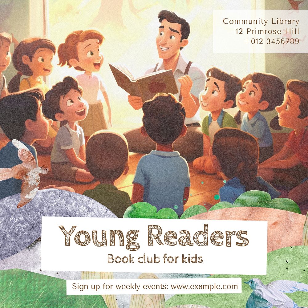 Young readers Instagram post template  