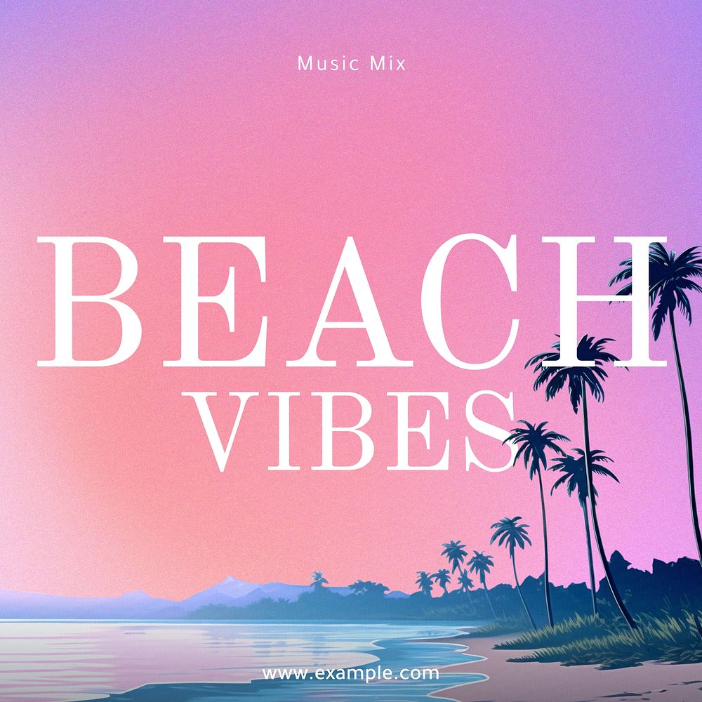 Beach vibes music album cover template