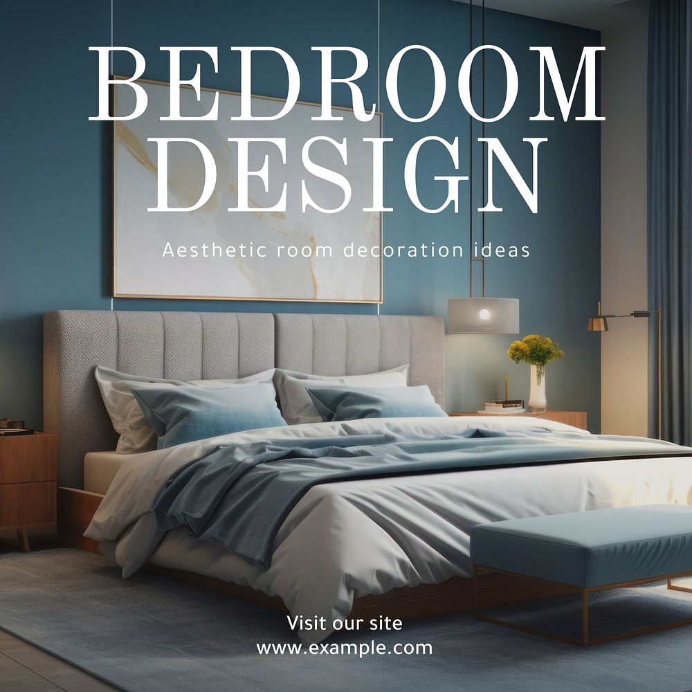 Bedroom design Instagram post template