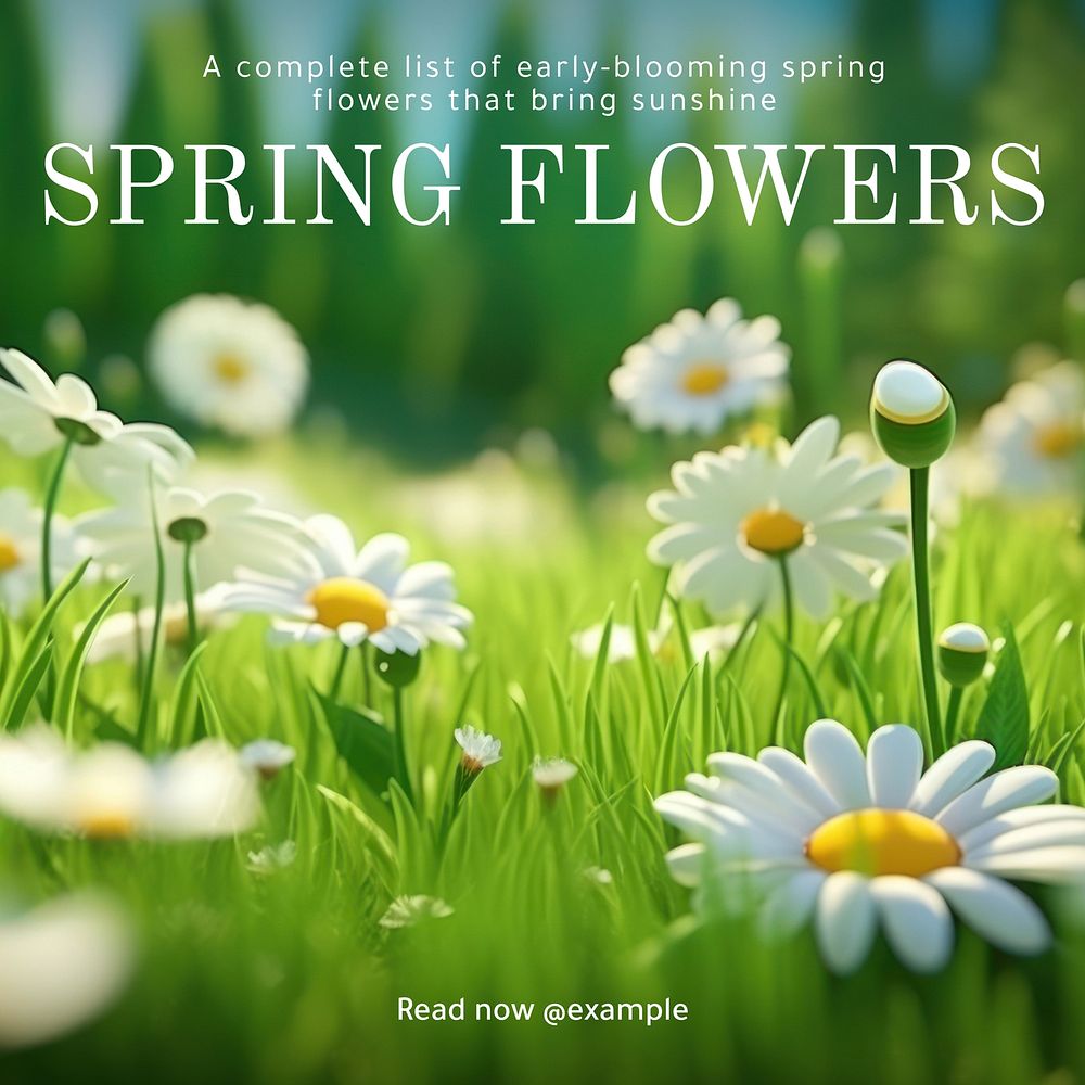 Spring flowers Instagram post template, editable text
