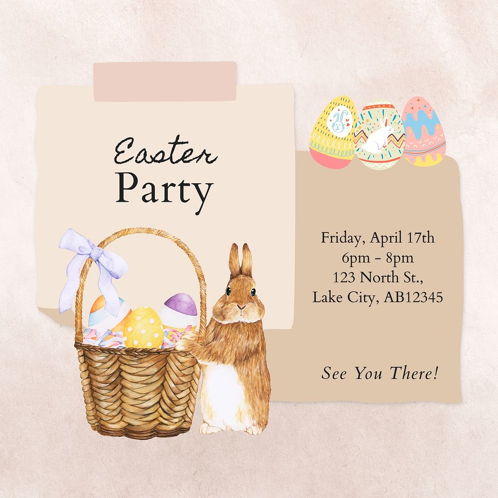 Easter party invitation Facebook post template