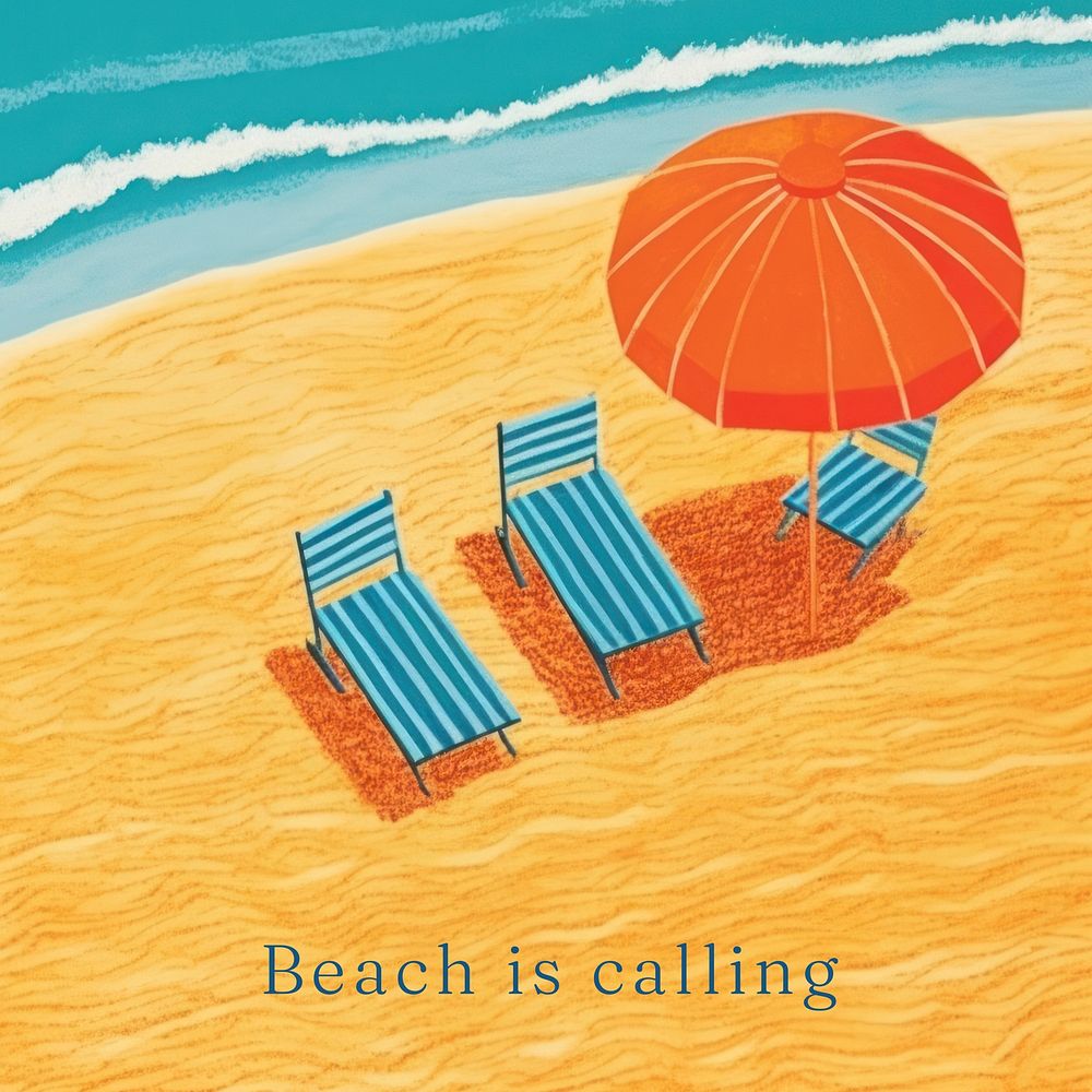 Beach is calling quote Instagram post template