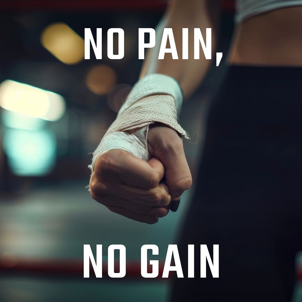 No pain no gain quote Instagram post template