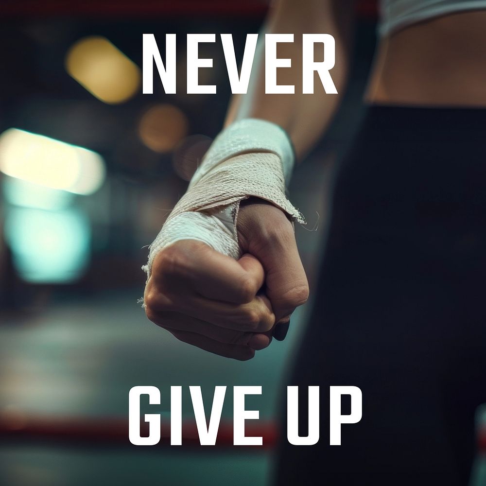 Never give up quote Instagram post template