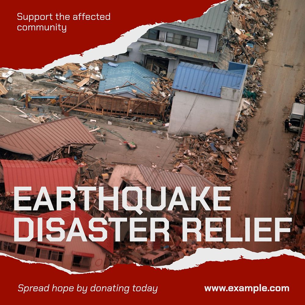 Earthquake disaster relief Instagram post template