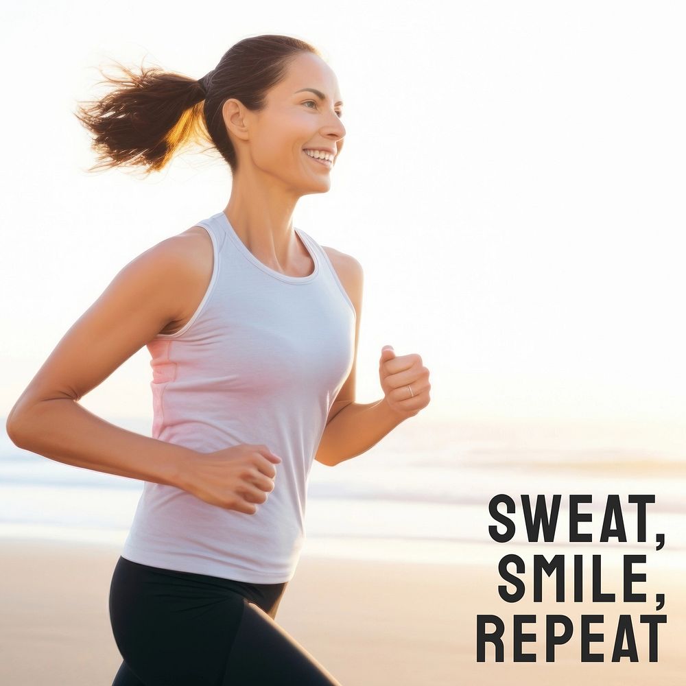 Sweat, smile, repeat quote Instagram post template