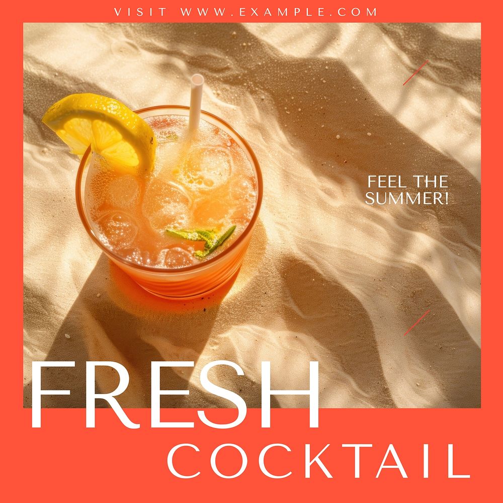 Summer cocktail drinks Instagram post template