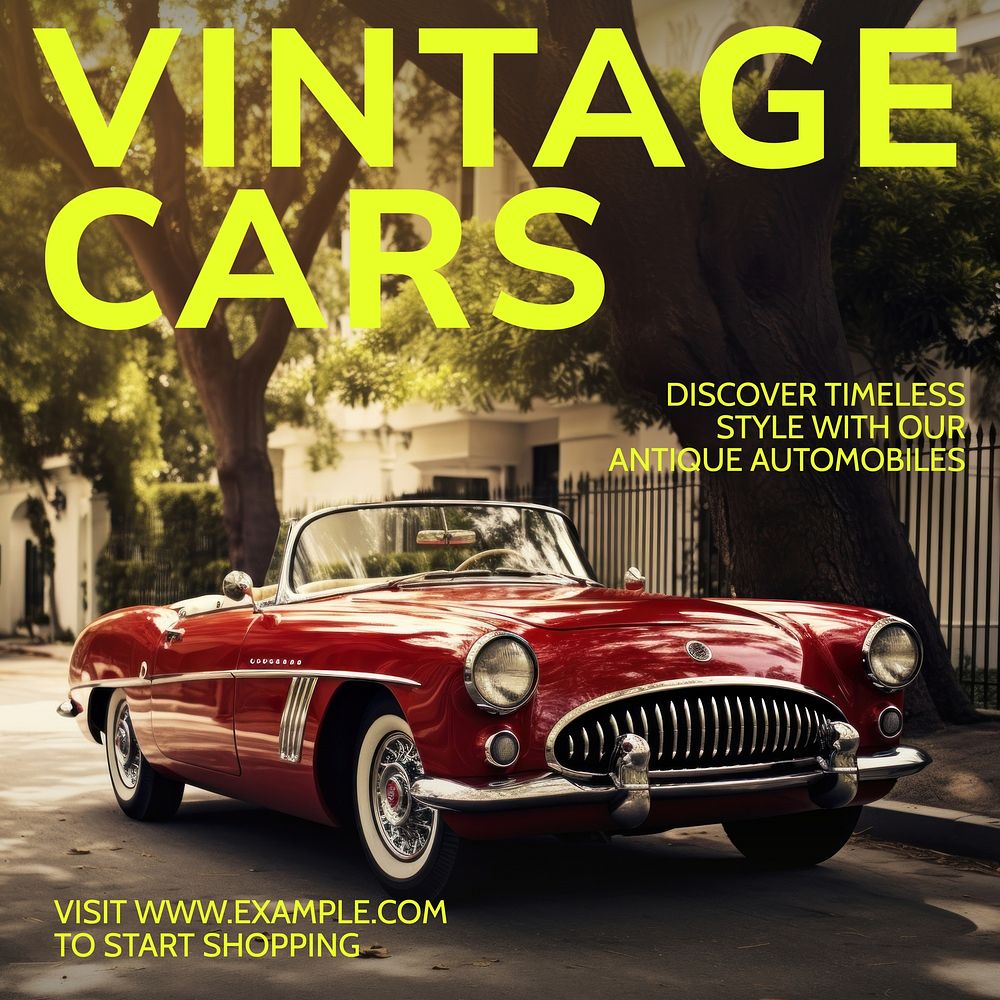 Vintage cars Instagram post template