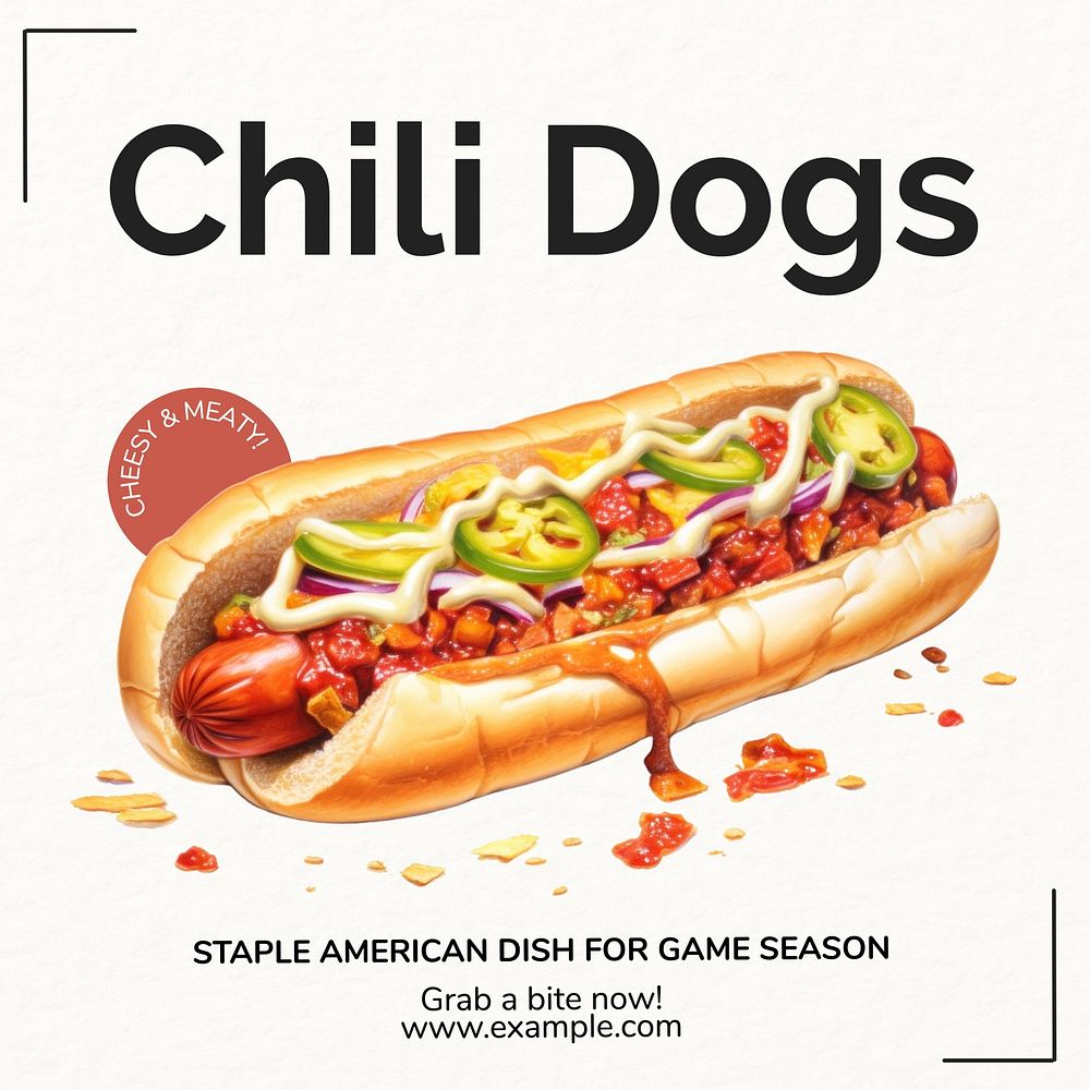 Chili dogs Facebook post template, editable design