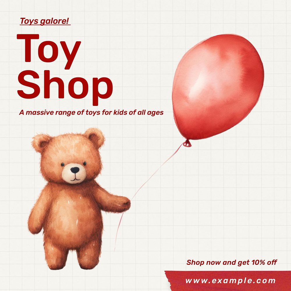 Toy shop Instagram post template, editable text