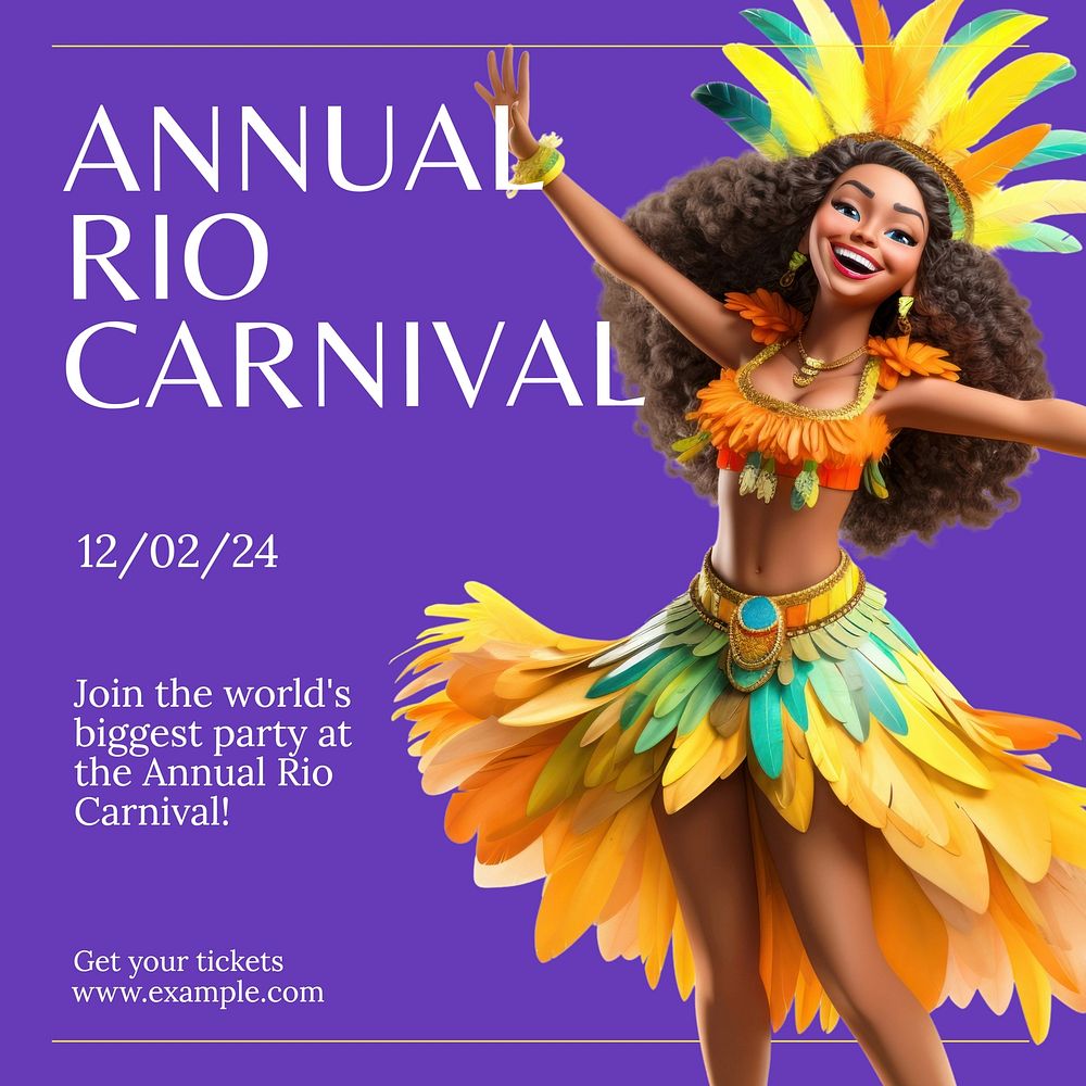 Annual Rio carnival Instagram post template