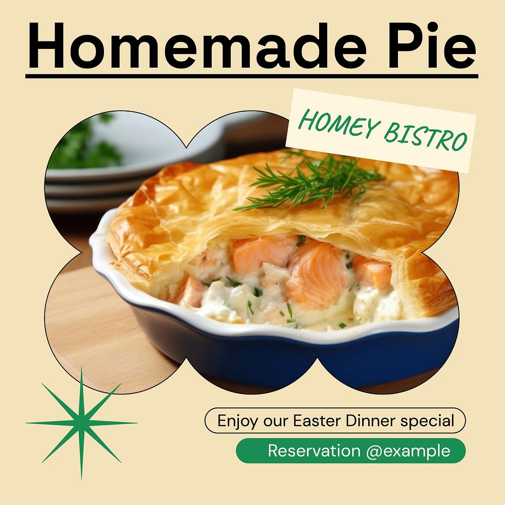 Homemade Easter pie Instagram post template