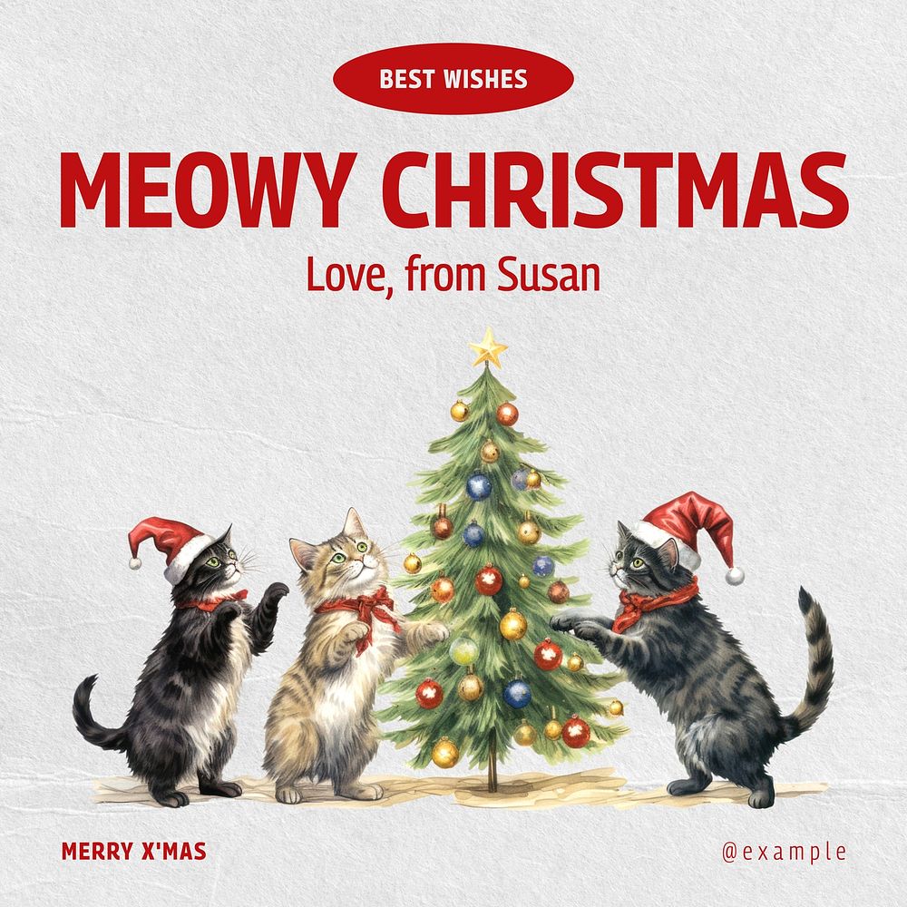 Meowy Christmas greeting template