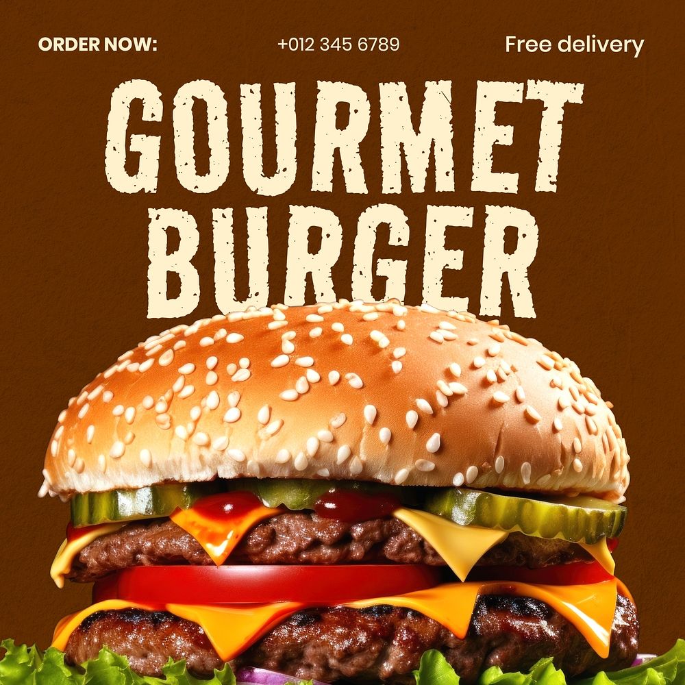 Gourmet burger Facebook post template